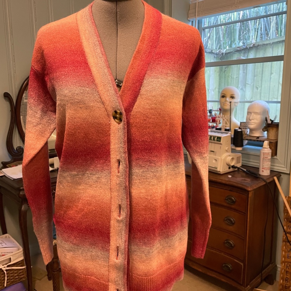 LOFT Warm Toned Striped Cardigan